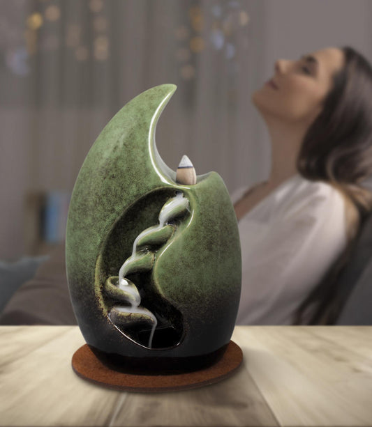 Backflow Incense Burner - Cascading Crescent Moon