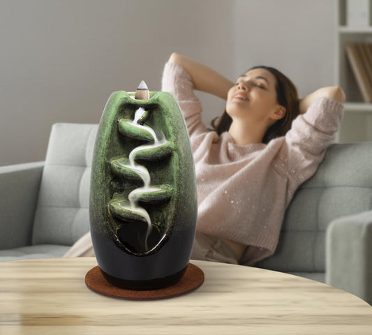Oval Cascading Backflow Incense Burner, view 2