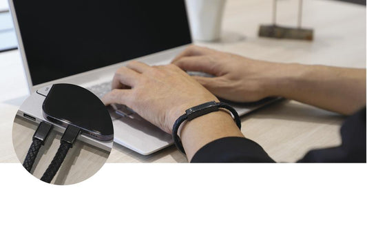 USB-C Charging Bracelet Cable, Braided Faux Leather, view 2