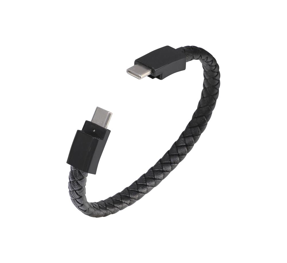USB Cable - Bracelet Braided Faux Leather Type-C to Type-C Fast Charging/Data