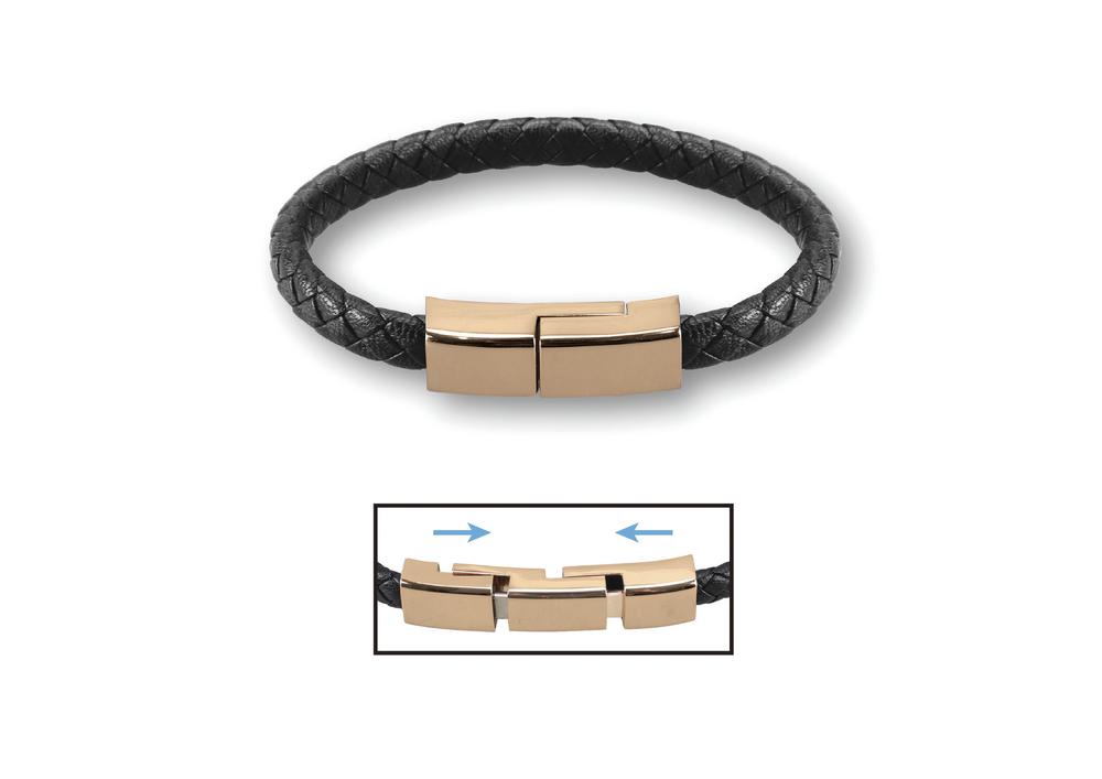 USB Cable - Bracelet Faux Leather Braided USB-A Lightning Fast Charging/Data MFi-Certified