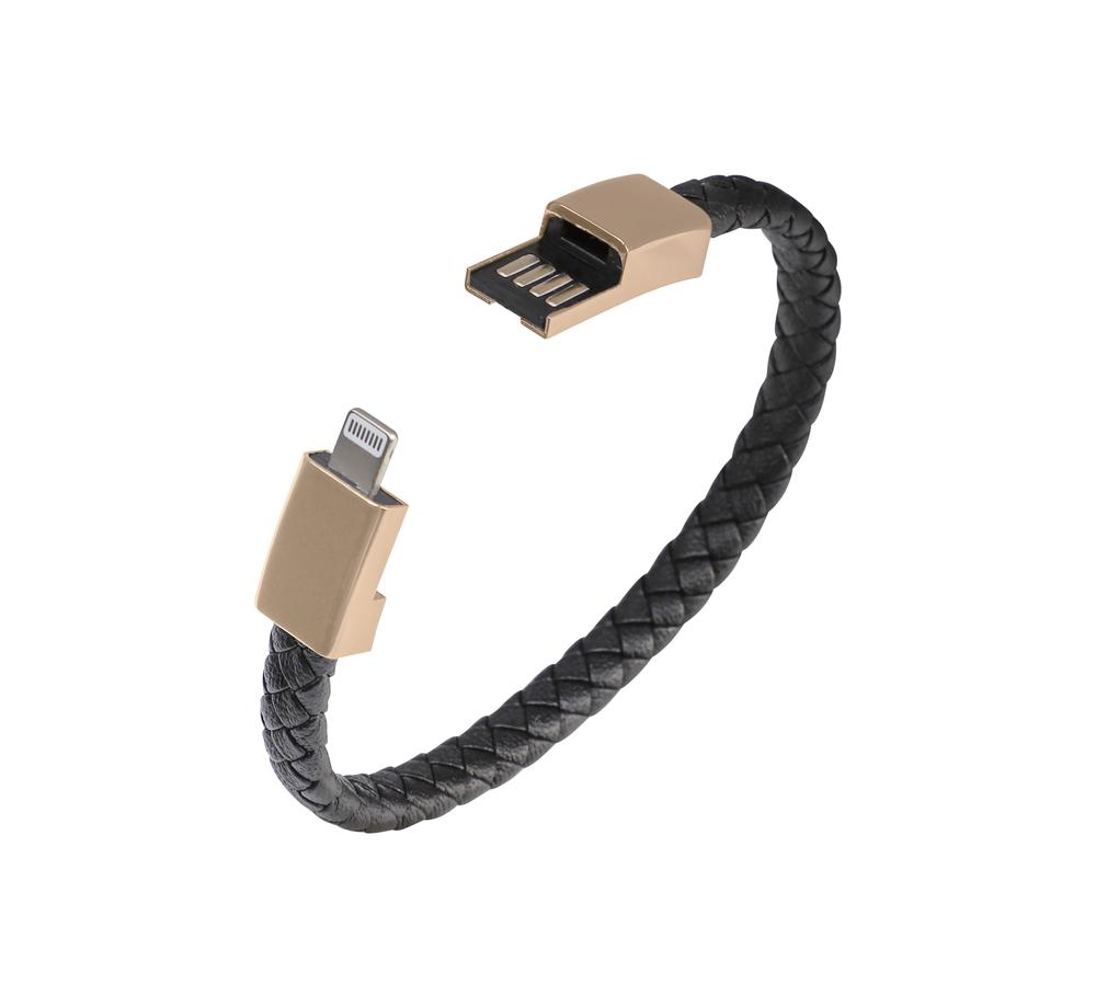 USB Cable - Bracelet Faux Leather Braided USB-A Lightning Fast Charging/Data MFi-Certified