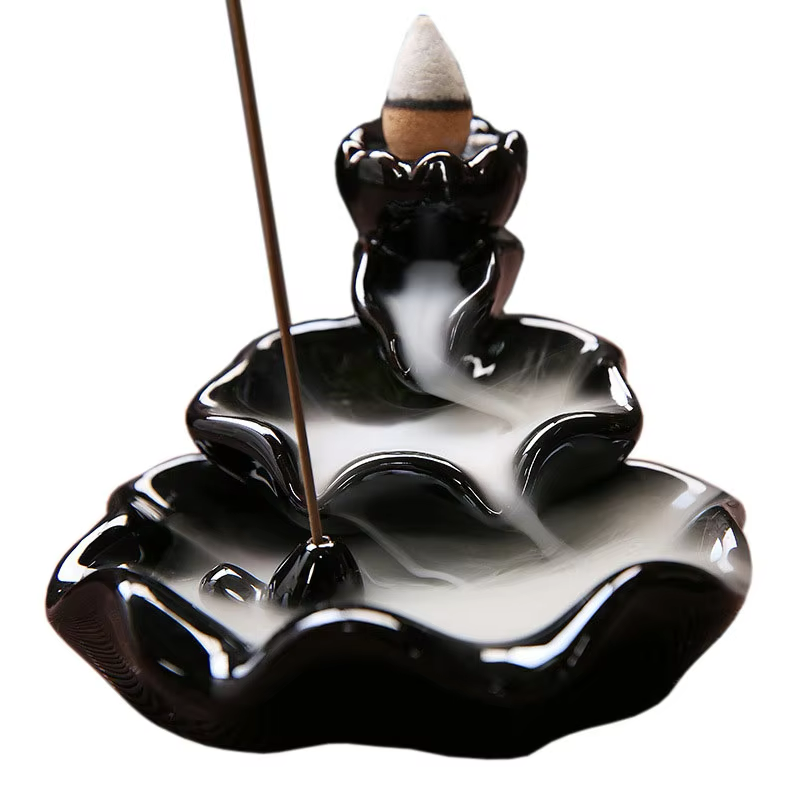 Ebony Lotus backflow incense burner - Crownfall design