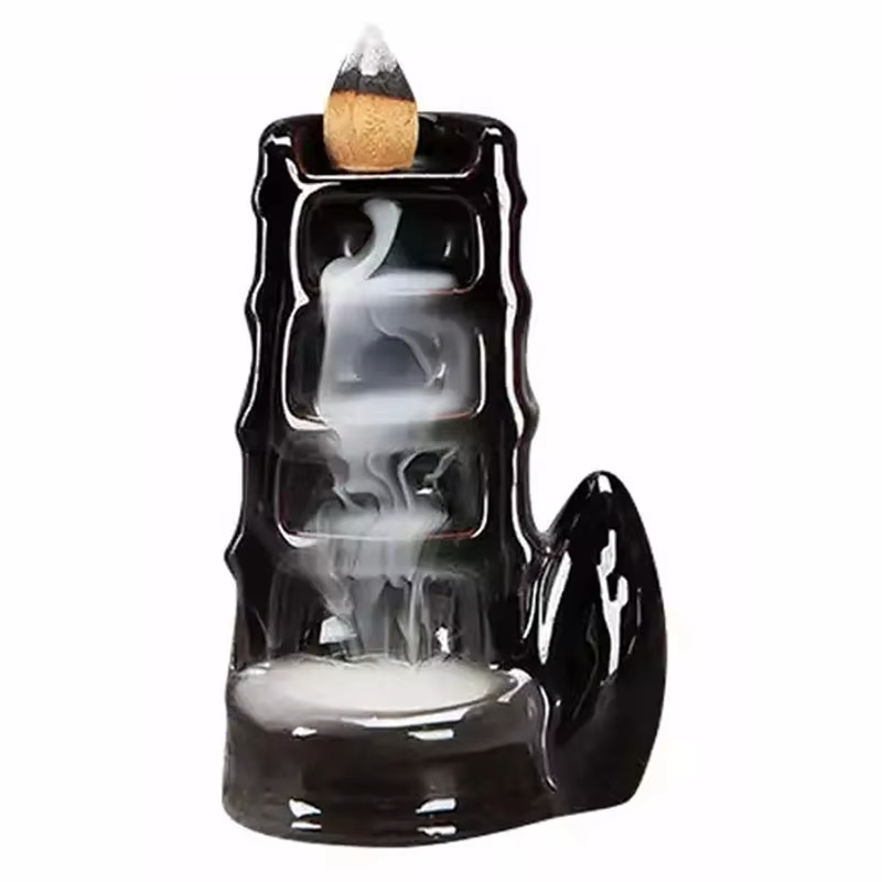 Ebony Lotus backflow incense burner - Tower design