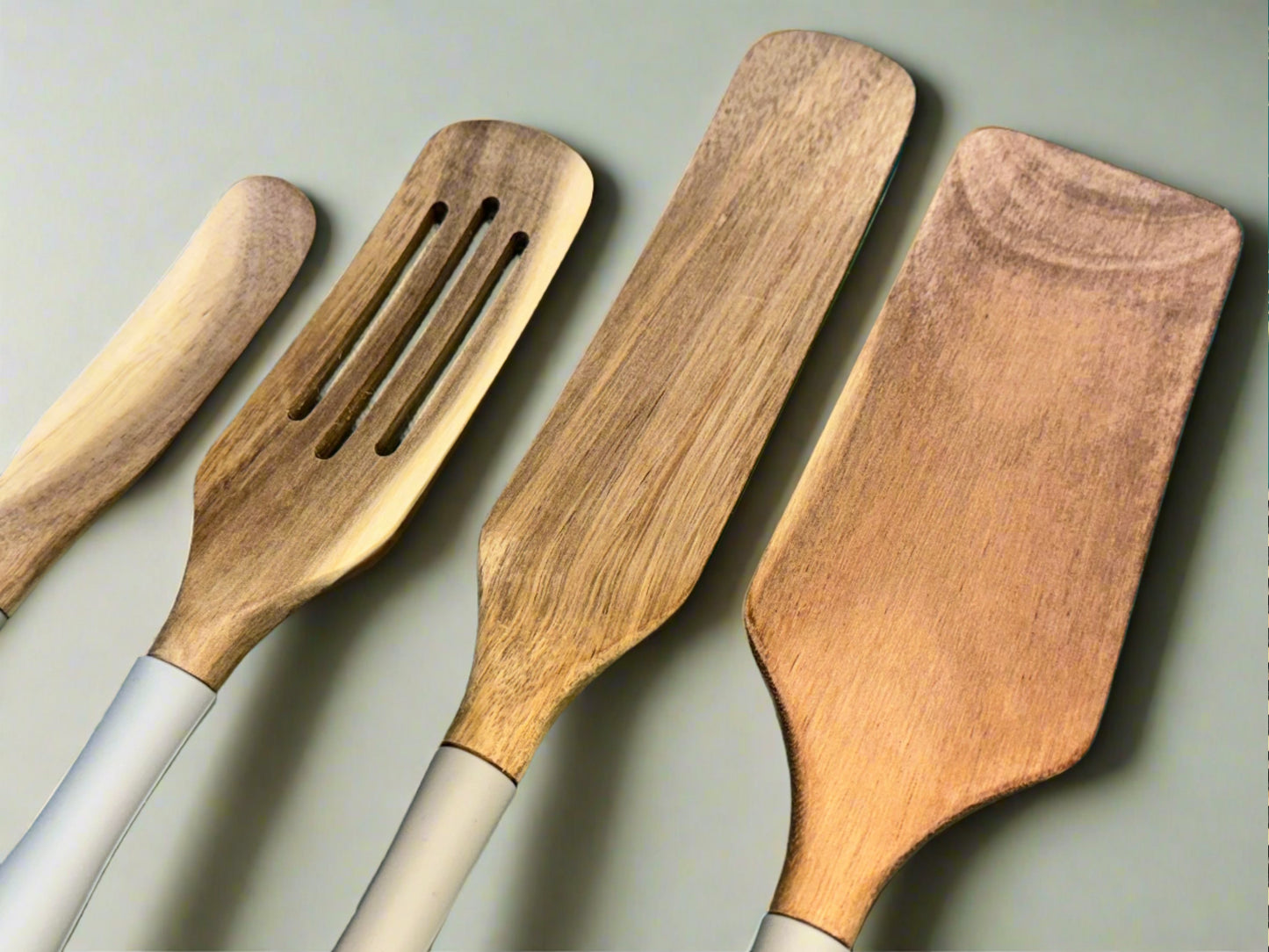Mad Hungry® 4-Piece Acacia Wood Spurtle Set w/Gray Silicone Comfort Grip Handles