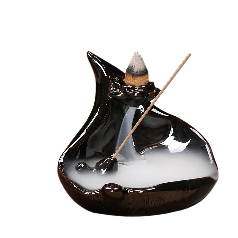 Ebony Lotus backflow incense burner - Dewdrop design