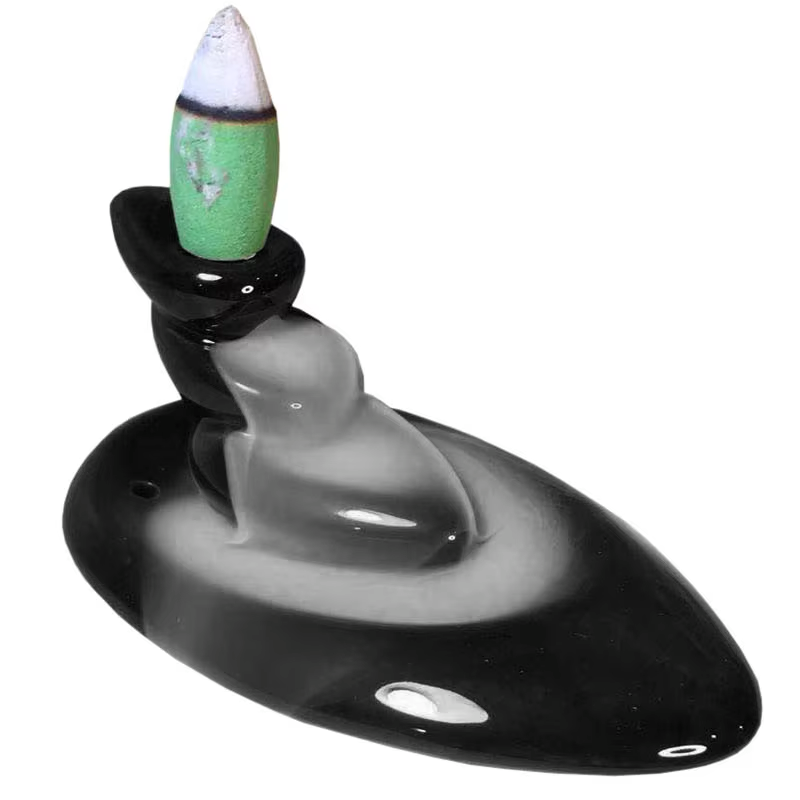 Ebony Lotus backflow incense burner - Pebbles design