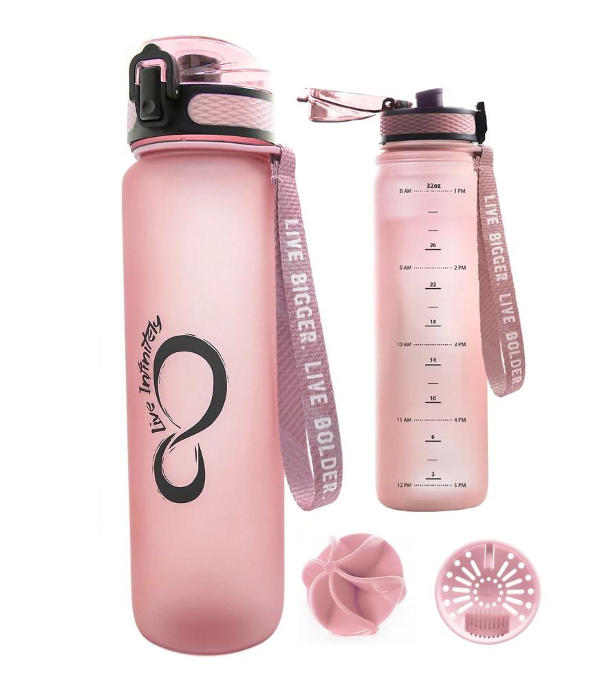 Live Infinitely 34 oz Sports Bottle, Rose, view 2