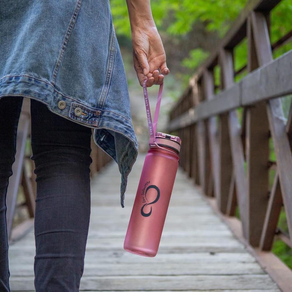 Live Infinitely 34 oz Sports Bottle, Rose, view 5